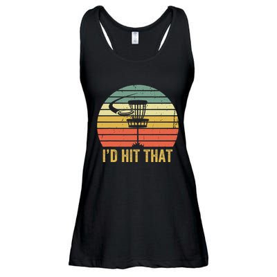 ID Hit That Funny Disc Golf Vintage Frisbee Disc Sport Ladies Essential Flowy Tank
