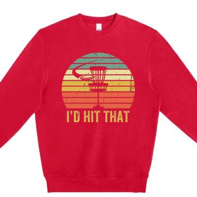 ID Hit That Funny Disc Golf Vintage Frisbee Disc Sport Premium Crewneck Sweatshirt