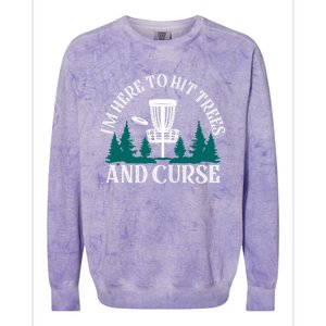 IM Here To Hit Trees And Curse Disc Golf Frisbee Cool Gift Colorblast Crewneck Sweatshirt