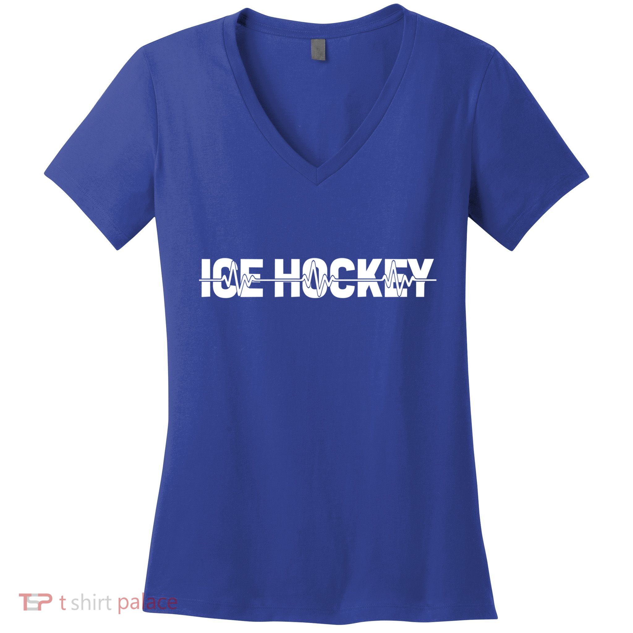 Ice Hockey Team Player Ekg Heartbeat Gift Women's V-Neck T-Shirt