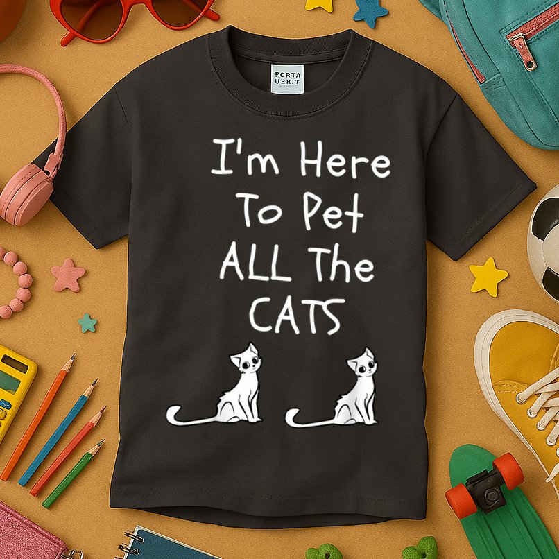 I'm Here To Pet All The Cats Kids T-Shirt