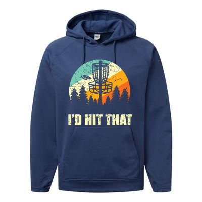 I'd Hit That Funny Disc Golf Vintage Frisbee Disc Sport Performance Fleece Hoodie