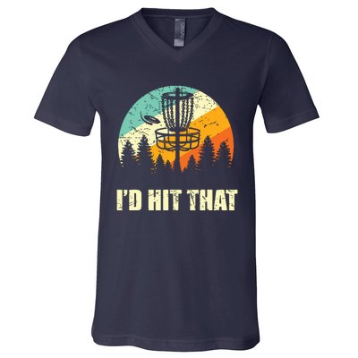 I'd Hit That Funny Disc Golf Vintage Frisbee Disc Sport V-Neck T-Shirt