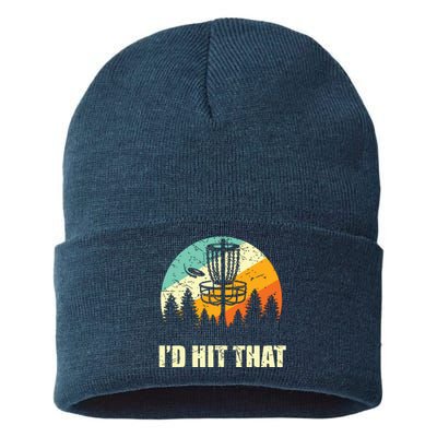 I'd Hit That Funny Disc Golf Vintage Frisbee Disc Sport Sustainable Knit Beanie