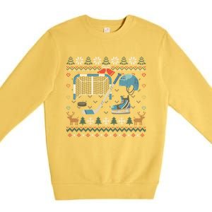 Ice Hockey Ugly Christmas Sweater Ball Sports Player Cute Gift Premium Crewneck Sweatshirt