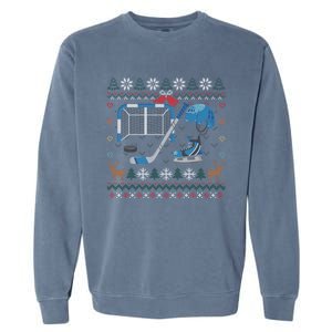 Ice Hockey Ugly Christmas Sweater Ball Sports Player Cute Gift Garment-Dyed Sweatshirt