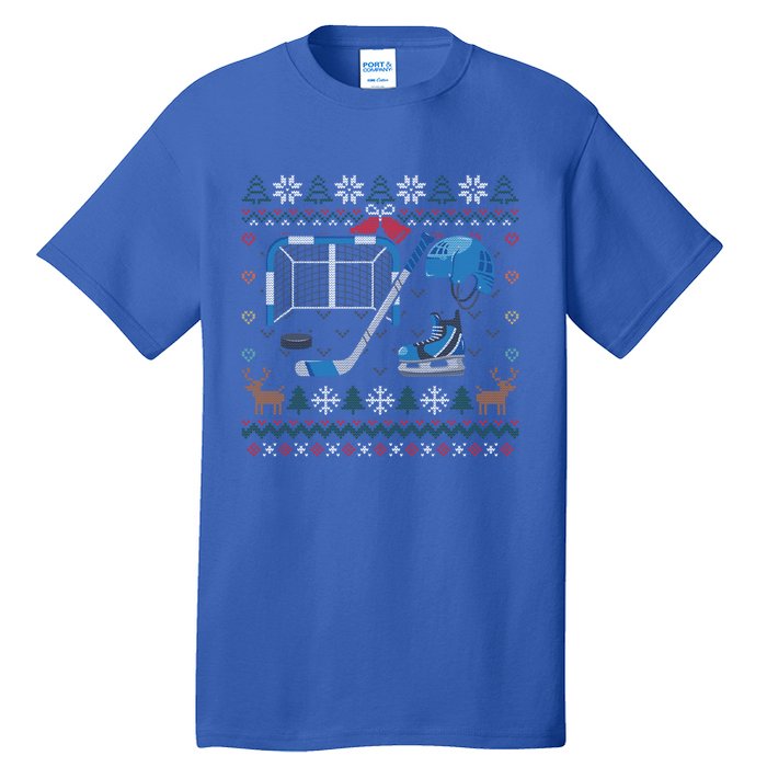 Ice Hockey Ugly Christmas Sweater Ball Sports Player Cute Gift Tall T-Shirt