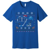 Ice Hockey Ugly Christmas Sweater Ball Sports Player Cute Gift Premium T-Shirt