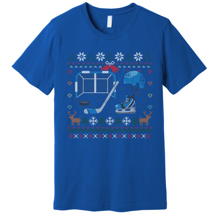 Ice Hockey Ugly Christmas Sweater Ball Sports Player Cute Gift Premium T-Shirt