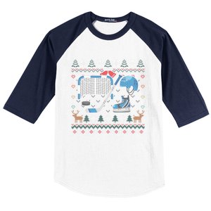 Ice Hockey Ugly Christmas Sweater Ball Sports Player Cute Gift Baseball Sleeve Shirt