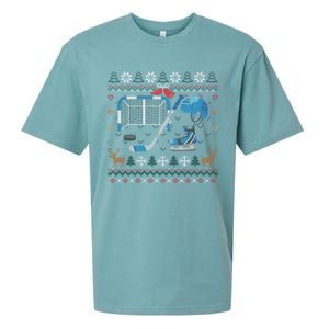 Ice Hockey Ugly Christmas Sweater Ball Sports Player Cute Gift Sueded Cloud Jersey T-Shirt