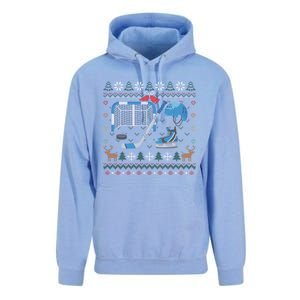 Ice Hockey Ugly Christmas Sweater Ball Sports Player Cute Gift Unisex Surf Hoodie