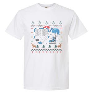 Ice Hockey Ugly Christmas Sweater Ball Sports Player Cute Gift Garment-Dyed Heavyweight T-Shirt