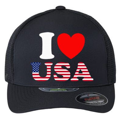 I Heart USA I Love USA Fun United States Of America Flexfit Unipanel Trucker Cap