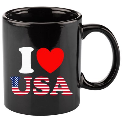 I Heart USA I Love USA Fun United States Of America 11oz C Handle Ceramic Mug