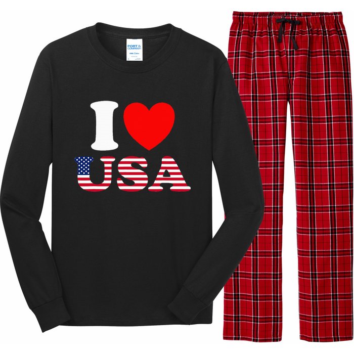 I Heart USA I Love USA Fun United States Of America Long Sleeve Pajama Set