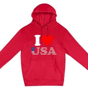 I Heart USA I Love USA Fun United States Of America Premium Pullover Hoodie