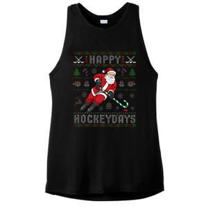 Ice Hockey Ugly Christmas Santa Claus Ladies PosiCharge Tri-Blend Wicking Tank