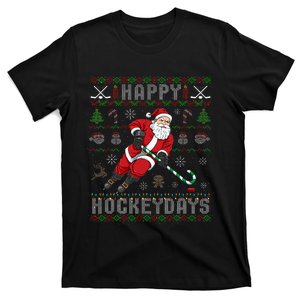 Ice Hockey Ugly Christmas Santa Claus T-Shirt