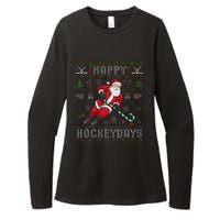 Ice Hockey Ugly Christmas Santa Claus Womens CVC Long Sleeve Shirt