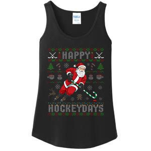 Ice Hockey Ugly Christmas Santa Claus Ladies Essential Tank