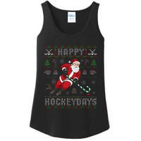 Ice Hockey Ugly Christmas Santa Claus Ladies Essential Tank