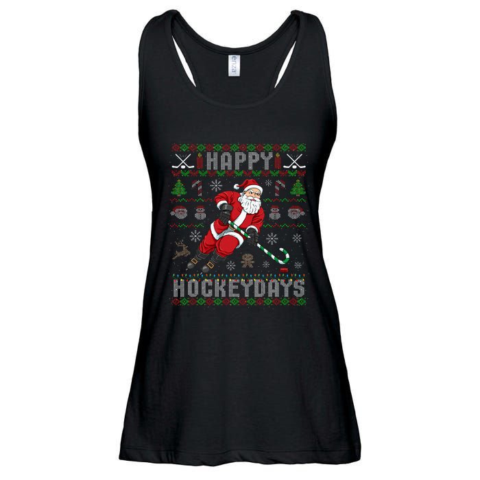 Ice Hockey Ugly Christmas Santa Claus Ladies Essential Flowy Tank