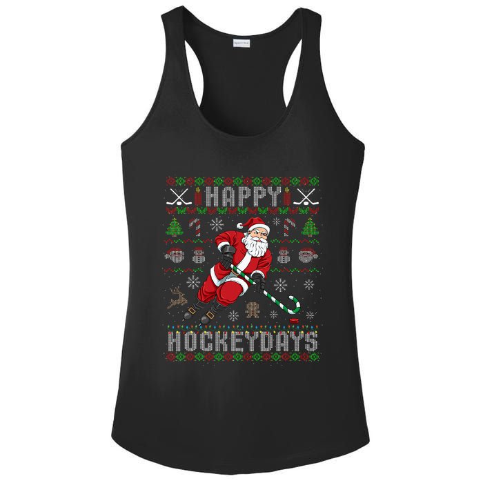 Ice Hockey Ugly Christmas Santa Claus Ladies PosiCharge Competitor Racerback Tank