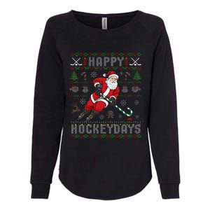 Ice Hockey Ugly Christmas Santa Claus Womens California Wash Sweatshirt