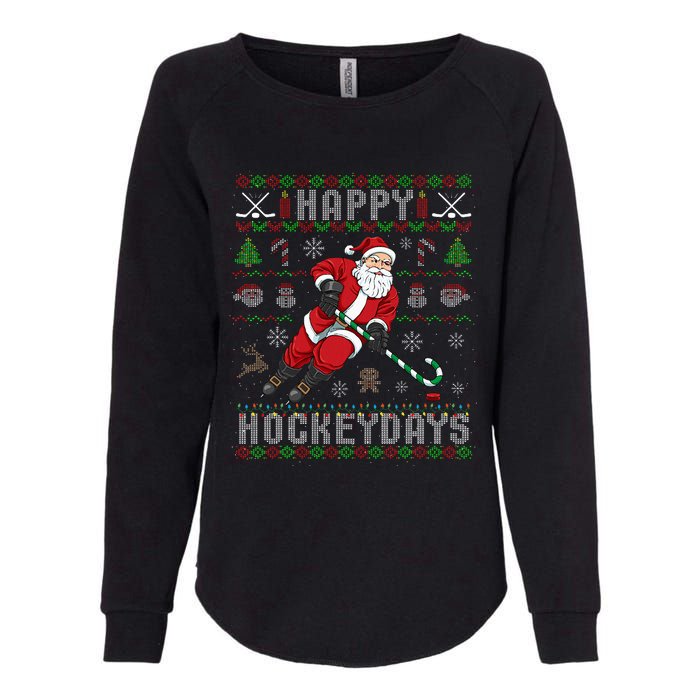 Ice Hockey Ugly Christmas Santa Claus Womens California Wash Sweatshirt