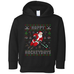 Ice Hockey Ugly Christmas Santa Claus Toddler Hoodie