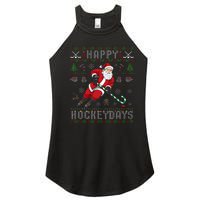 Ice Hockey Ugly Christmas Santa Claus Women's Perfect Tri Rocker Tank