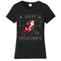 Ice Hockey Ugly Christmas Santa Claus Women's T-Shirt