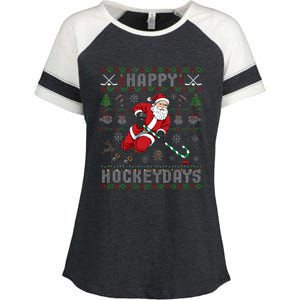 Ice Hockey Ugly Christmas Santa Claus Enza Ladies Jersey Colorblock Tee