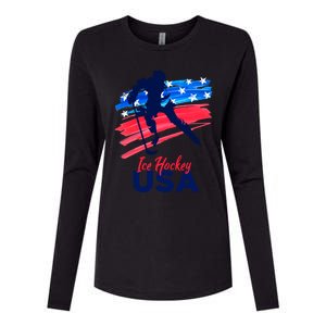 Ice Hockey Usa Support The Team Gift Usa Flag Hockey Lover Funny Gift Womens Cotton Relaxed Long Sleeve T-Shirt