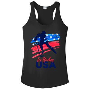 Ice Hockey Usa Support The Team Gift Usa Flag Hockey Lover Funny Gift Ladies PosiCharge Competitor Racerback Tank