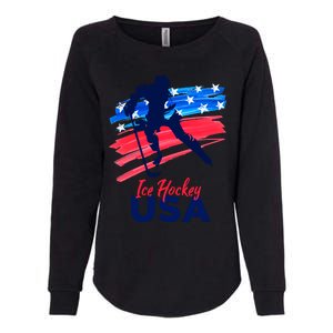 Ice Hockey Usa Support The Team Gift Usa Flag Hockey Lover Funny Gift Womens California Wash Sweatshirt