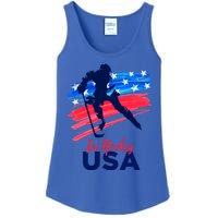 Ice Hockey Usa Support The Team Gift Usa Flag Hockey Lover Funny Gift Ladies Essential Tank