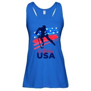 Ice Hockey Usa Support The Team Gift Usa Flag Hockey Lover Funny Gift Ladies Essential Flowy Tank