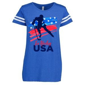 Ice Hockey Usa Support The Team Gift Usa Flag Hockey Lover Funny Gift Enza Ladies Jersey Football T-Shirt