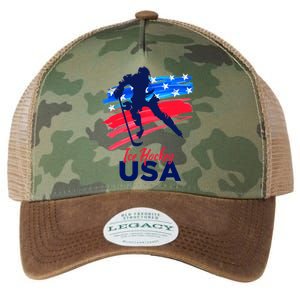 Ice Hockey USA Support The Team USA Flag Hockey Lover Legacy Tie Dye Trucker Hat