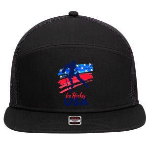 Ice Hockey USA Support The Team USA Flag Hockey Lover 7 Panel Mesh Trucker Snapback Hat