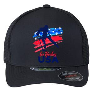 Ice Hockey USA Support The Team USA Flag Hockey Lover Flexfit Unipanel Trucker Cap