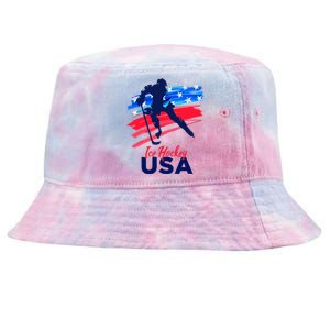 Ice Hockey USA Support The Team USA Flag Hockey Lover Tie-Dyed Bucket Hat