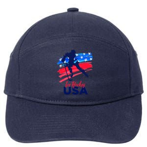 Ice Hockey USA Support The Team USA Flag Hockey Lover 7-Panel Snapback Hat