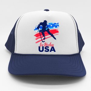 Ice Hockey USA Support The Team USA Flag Hockey Lover Trucker Hat