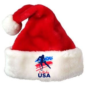 Ice Hockey USA Support The Team USA Flag Hockey Lover Premium Christmas Santa Hat