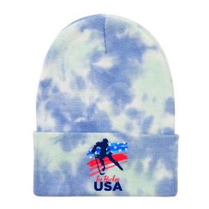 Ice Hockey USA Support The Team USA Flag Hockey Lover Tie Dye 12in Knit Beanie