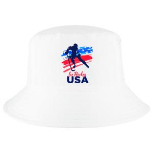 Ice Hockey USA Support The Team USA Flag Hockey Lover Cool Comfort Performance Bucket Hat