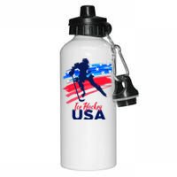 Ice Hockey USA Support The Team USA Flag Hockey Lover Aluminum Water Bottle